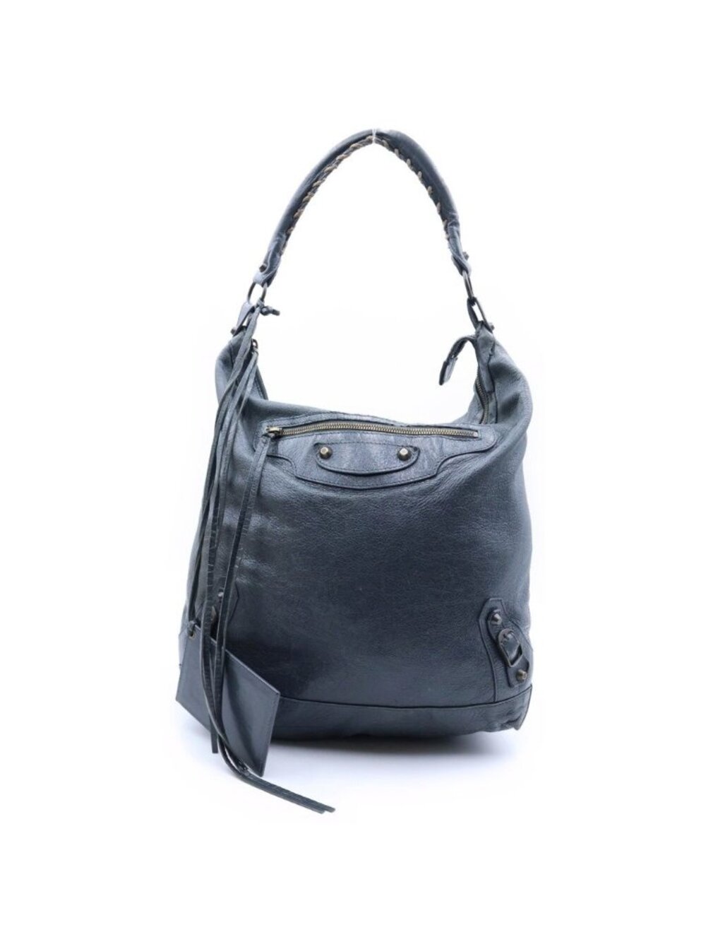 Balenciaga the Day Tote Bag Smoky Blue Leather Gold